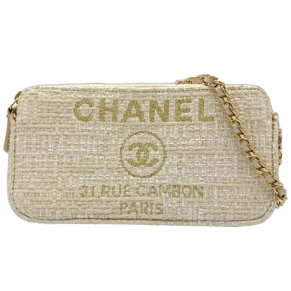 CHANEL Cream Canvas Deauville Shoulder Bag - Picture 10 of 10